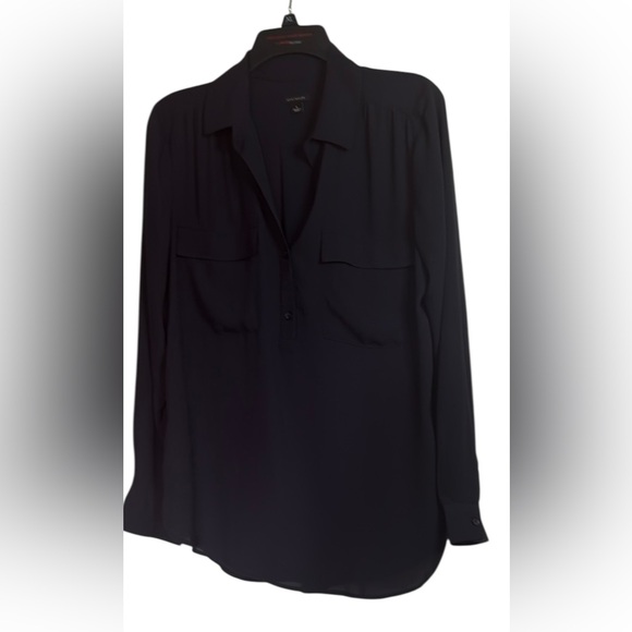 Ann Taylor Tops - Ann Taylor Classic Sheer Black Blouse Size L